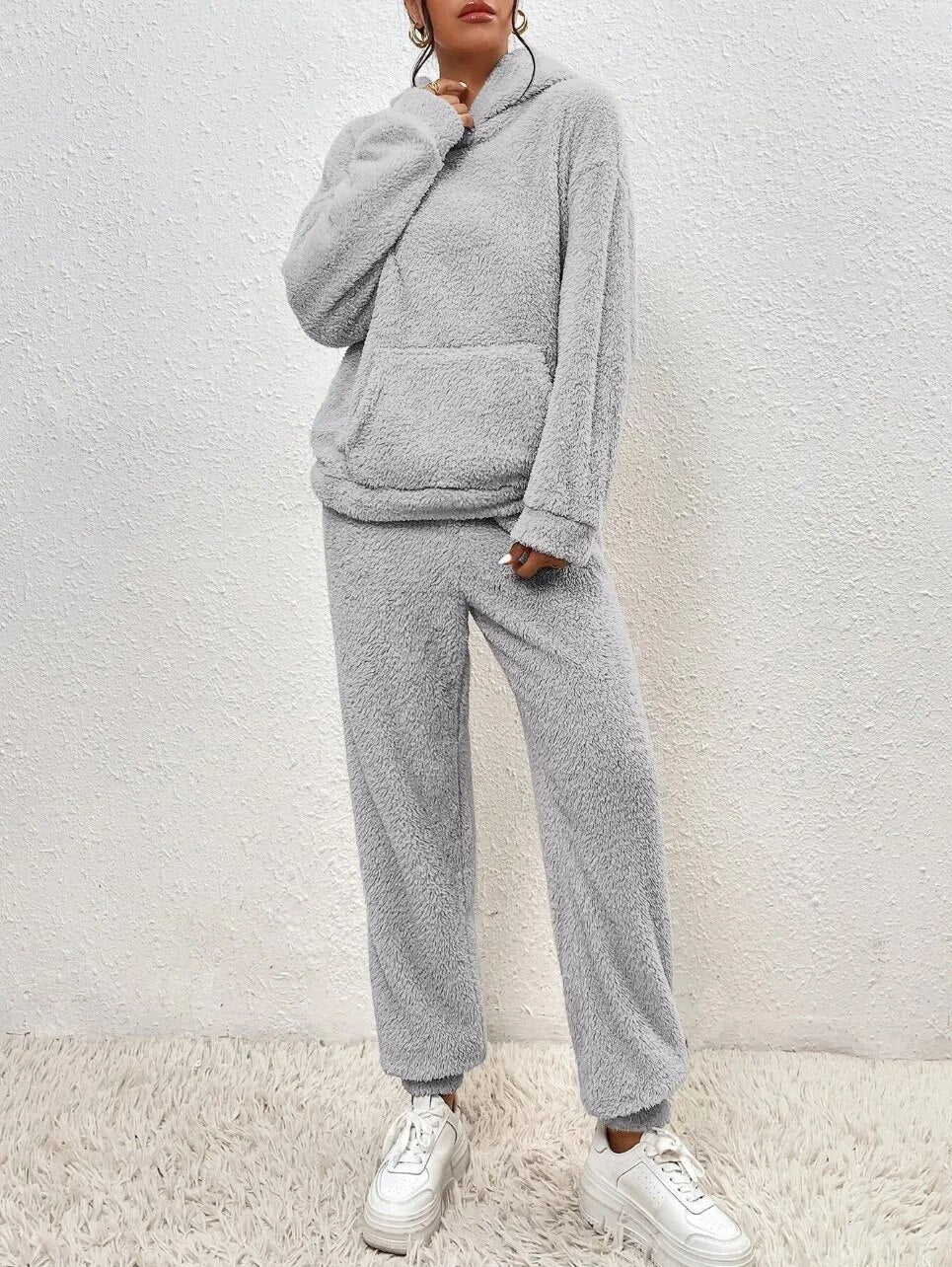 Ultra-Comfortable Teddy Loungewear with Hood - Lana-White-XS-Nora Luxe