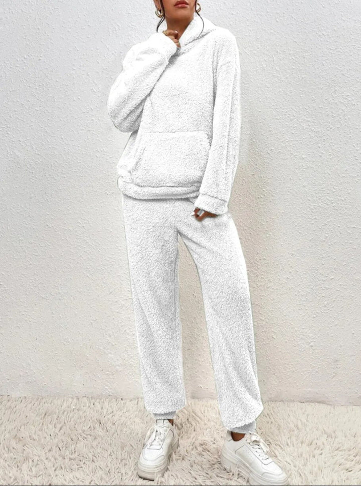 Ultra-Comfortable Teddy Loungewear with Hood - Lana-White-XS-Nora Luxe