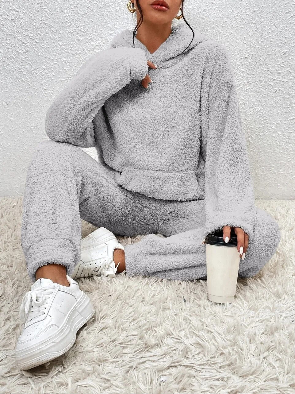 Ultra-Comfortable Teddy Loungewear with Hood - Lana-White-XS-Nora Luxe