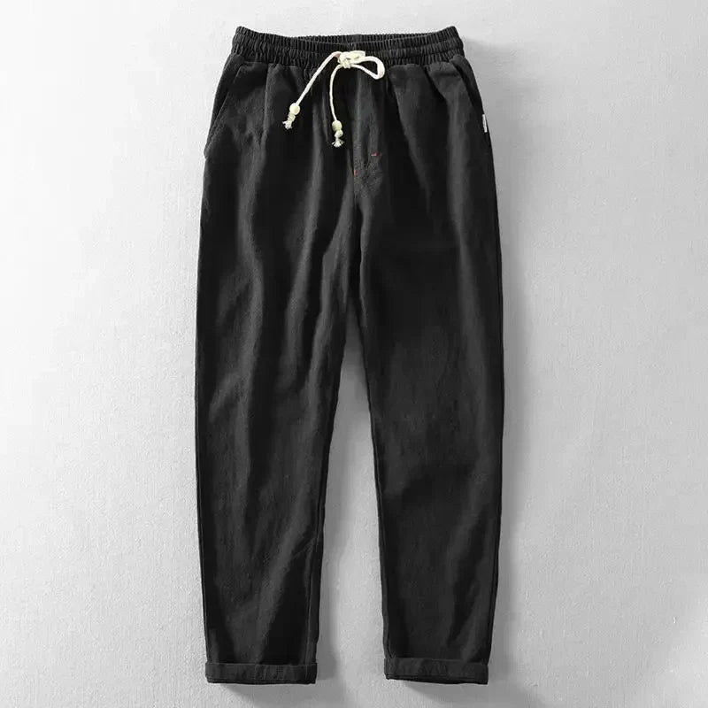 Ultralight Breathable Men's Linen Trousers – Fabio-Black-S-Nora Luxe
