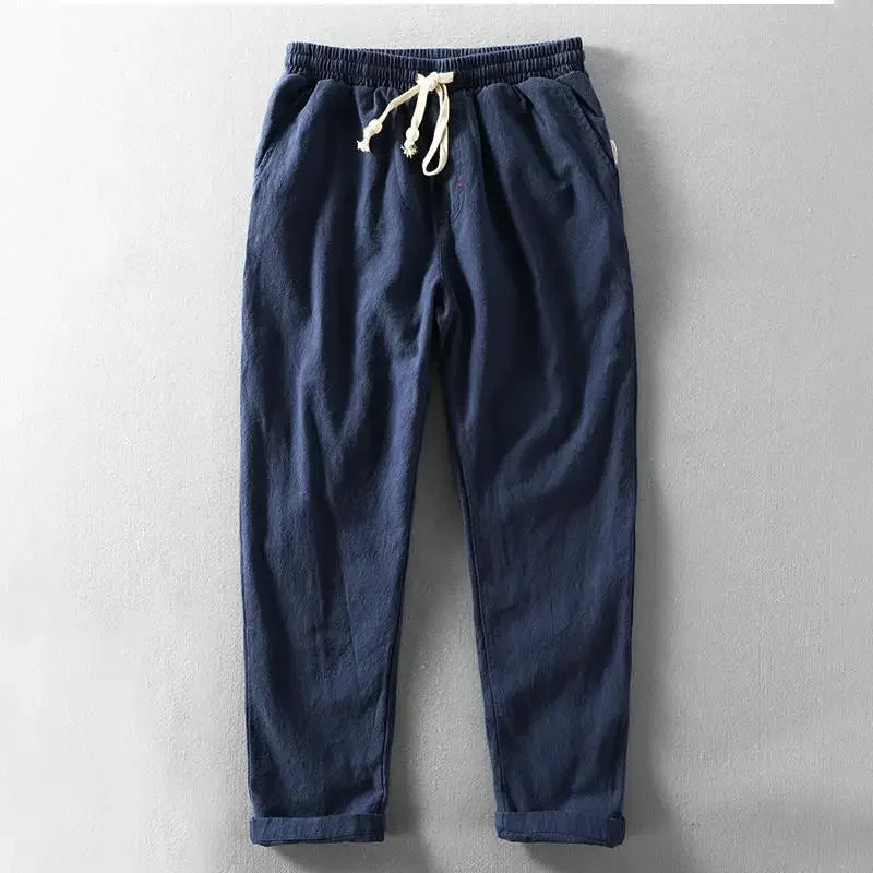 Ultralight Breathable Men's Linen Trousers – Fabio-Dark blue-S-Nora Luxe