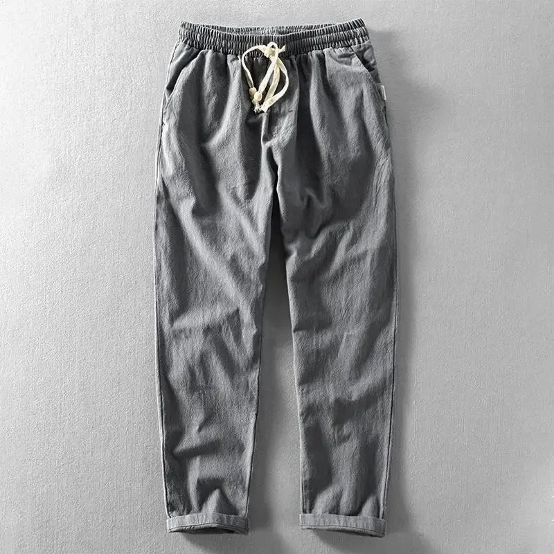 Ultralight Breathable Men's Linen Trousers – Fabio-Gray-S-Nora Luxe