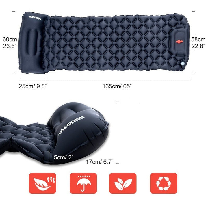 Ultralight Waterproof Sleeping Mat with Built-in Pump - AirRest-Gray-Nora Luxe
