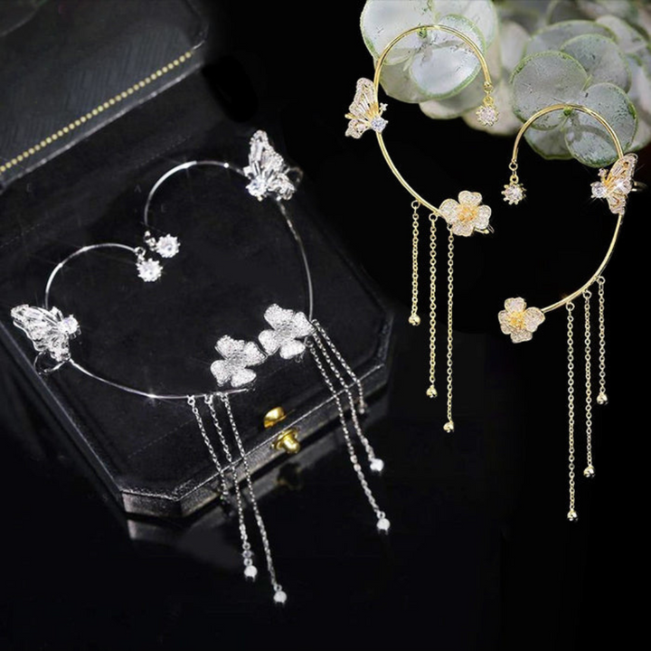 Unique Butterfly Earrings - Aurelia-Silver-Only links-Nora Luxe