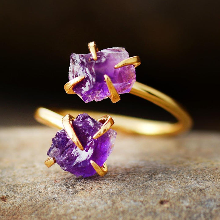 Unique Raw Gemstone Ring - Mira-Amethyst-Nora Luxe