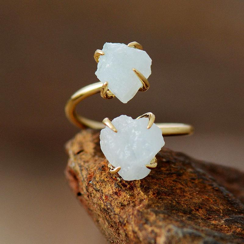 Unique Raw Gemstone Ring - Mira-Light blue-Nora Luxe