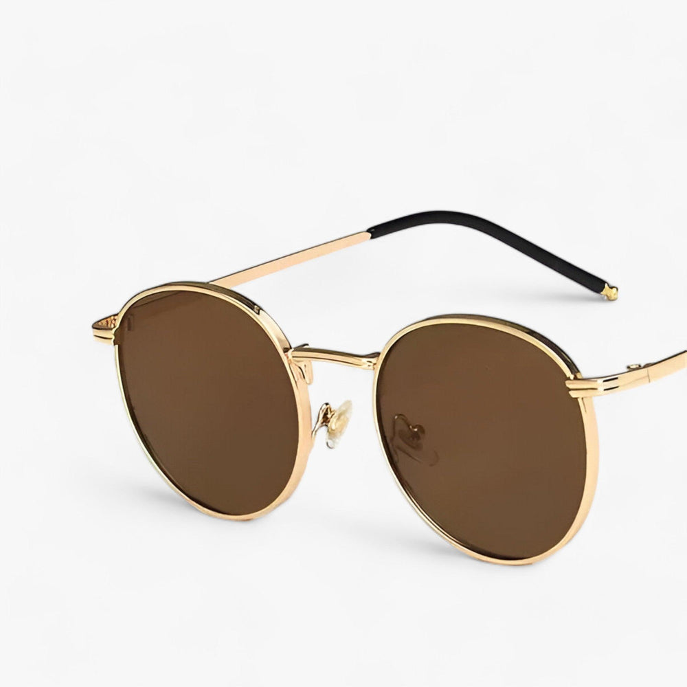 Unisex Designer Sunglasses with Round Lenses – Nova-Gold Brown-Nora Luxe