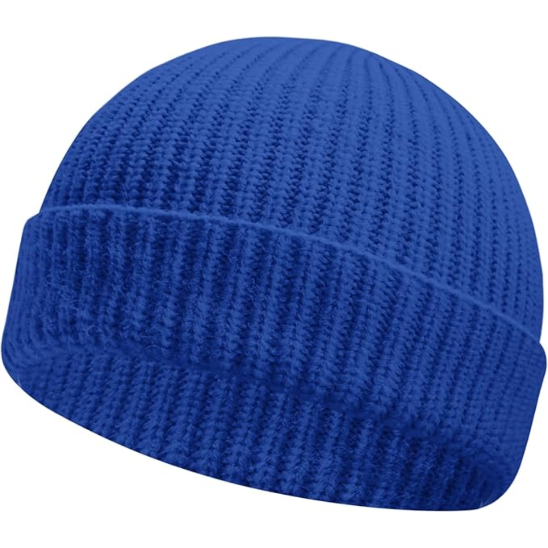 Unisex Knitted Hat with Low Turn-Up – Robin-Blue-Nora Luxe
