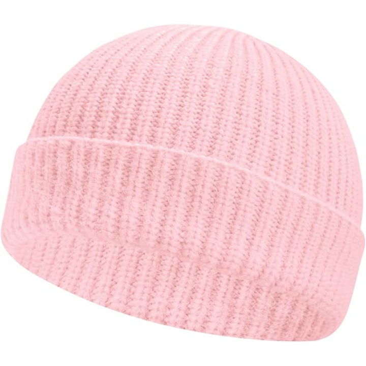 Unisex Knitted Hat with Low Turn-Up – Robin-Pink-Nora Luxe