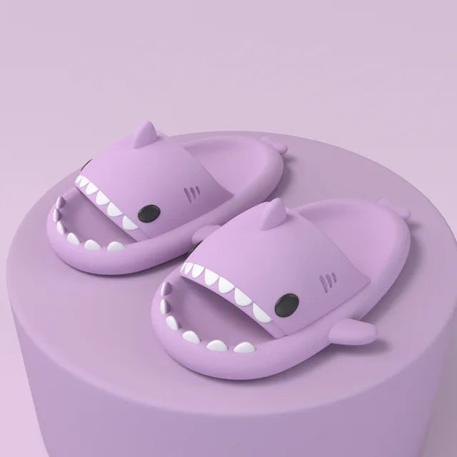 Unisex Lightweight Summer Flip Flops with Shark Design - FinSteps-Purple-2-2.5-State of Style