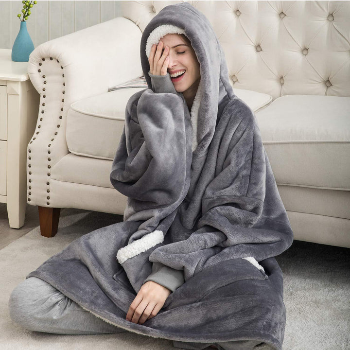 Unisex Thermal Fleece Hoodie - Noah-Gray-XS-Nora Luxe