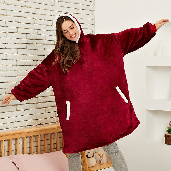 Unisex Thermal Fleece Hoodie - Noah-Red-XS-Nora Luxe