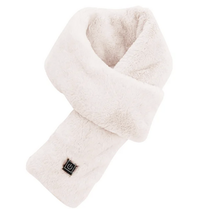 USB Heated Faux Fur Scarf - ThermaFur-Milk White-Nora Luxe