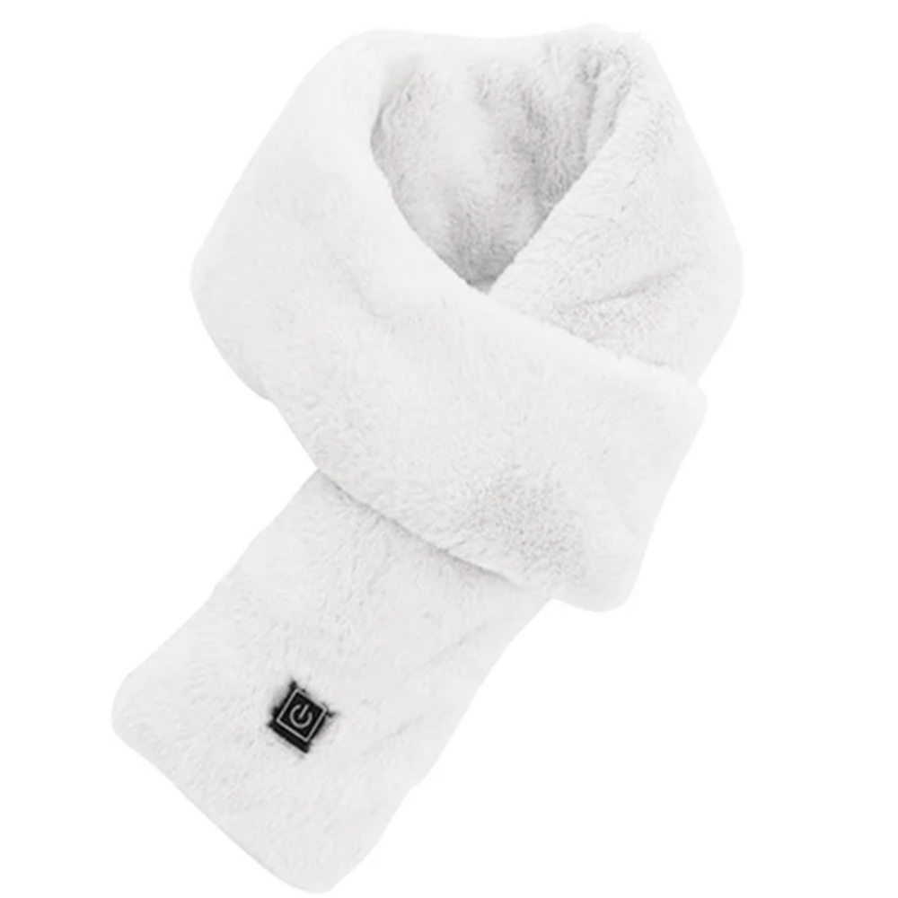 USB Heated Faux Fur Scarf - ThermaFur-White-Nora Luxe