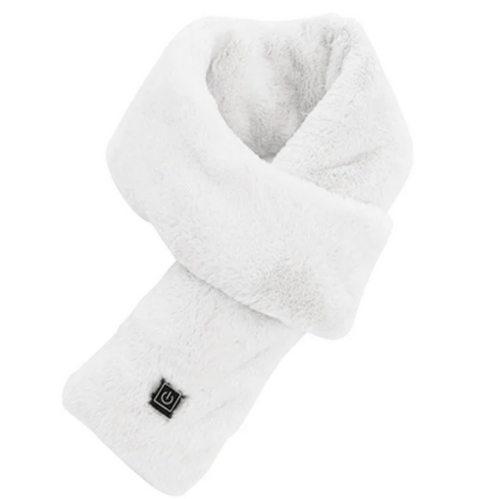 USB Heated Faux Fur Scarf - ThermaFur-White-Nora Luxe