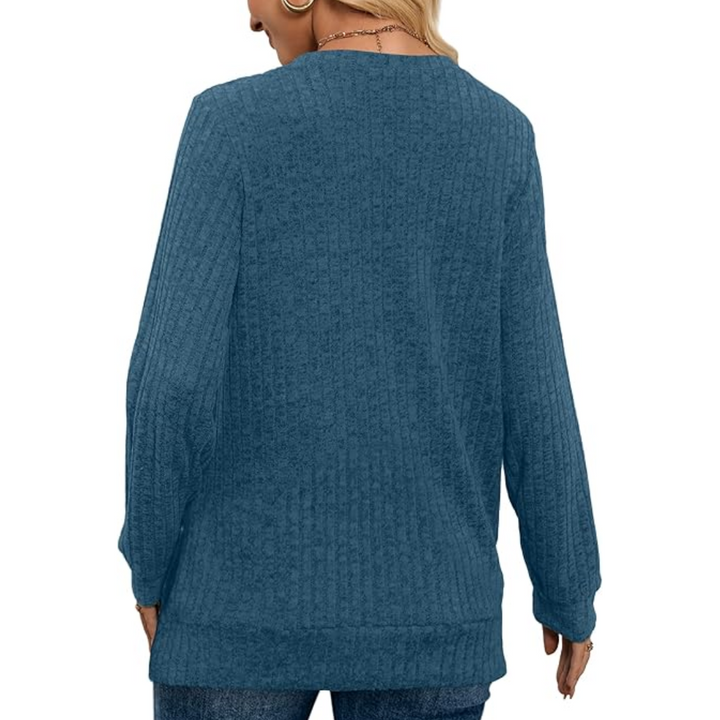V-Neck Lightweight Tunic Sweater - Amanda-Bordeaux Red-S-Nora Luxe