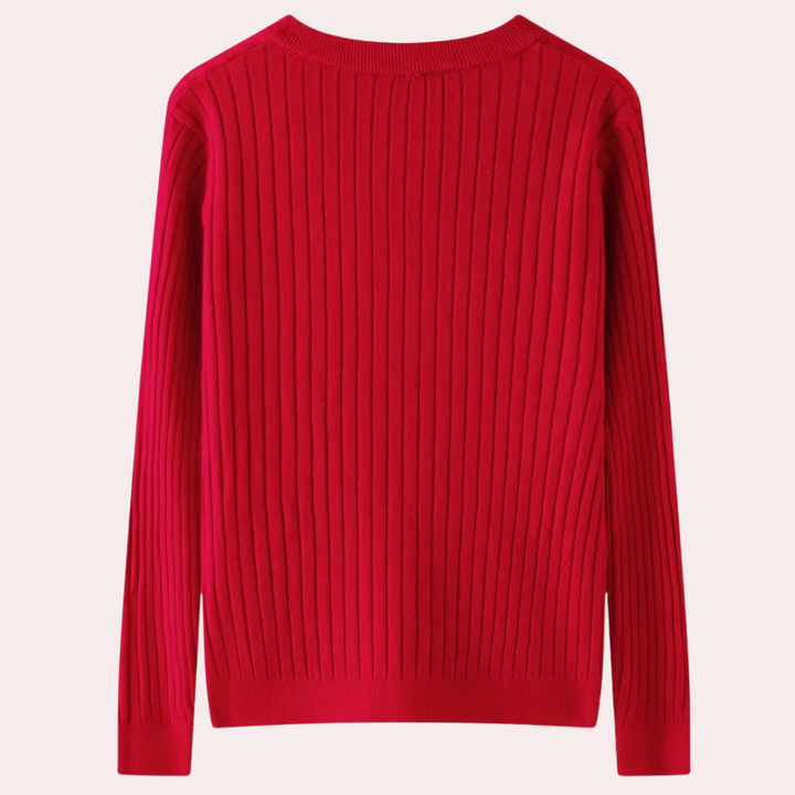 V-neck Sweater with Button Details for Women - Marit-Green-XS-Nora Luxe