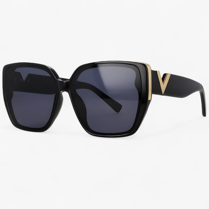 V-shaped mirrored sunglasses – Kryos-Black-Nora Luxe