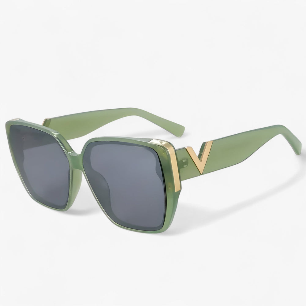 V-shaped mirrored sunglasses – Kryos-Green-Nora Luxe