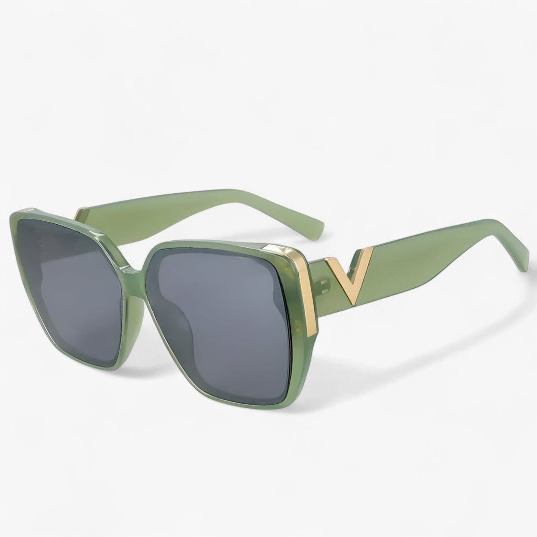 V-shaped mirrored sunglasses – Kryos-Green-Nora Luxe