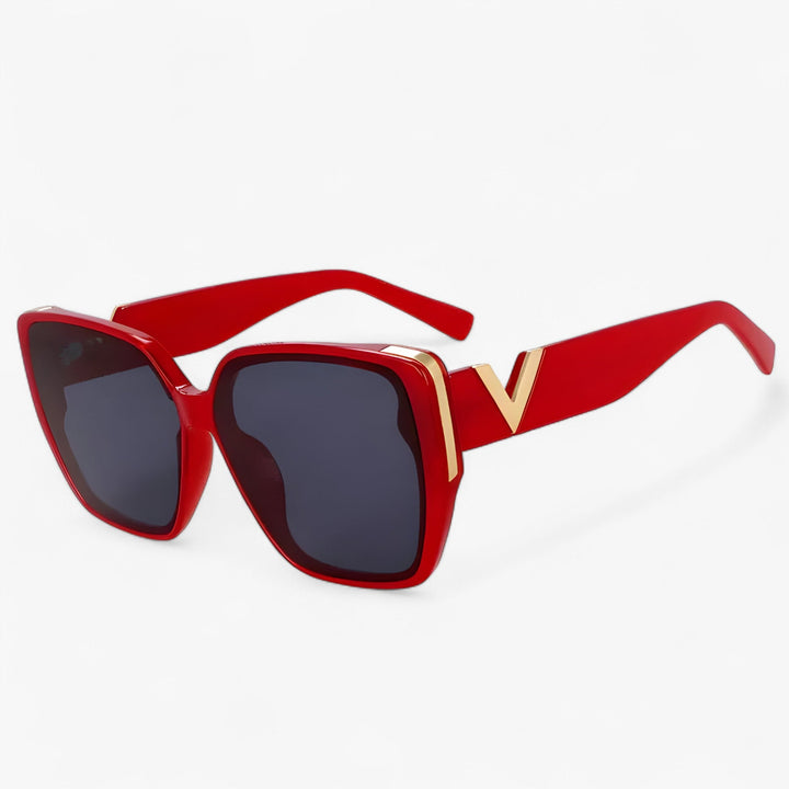 V-shaped mirrored sunglasses – Kryos-Red-Nora Luxe