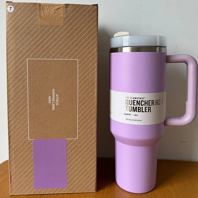 Vacuum Insulated Cup with Lid and Straw - ThermoTumbler-Lilac-Nora Luxe