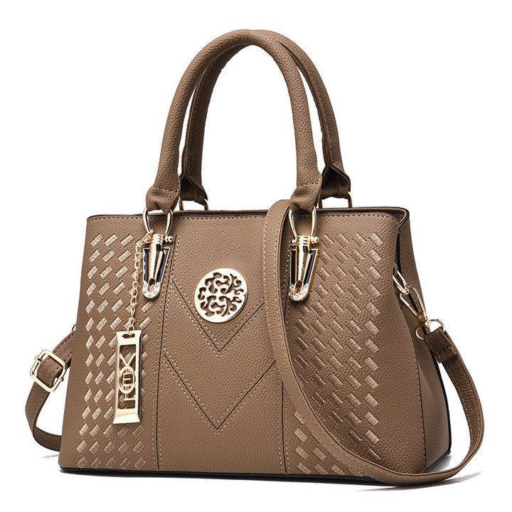 Vegan Leather Shoulder Bag - Eliza-Khaki-Nora Luxe