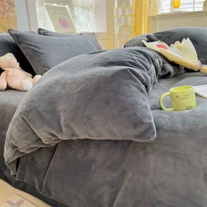 Verdict Flanellen Fleece Duvet Cover - CozyCover-Dark Gray-59.06 × 78.74 in-Nora Luxe