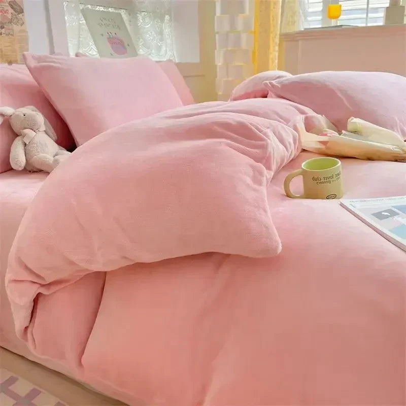 Verdict Flanellen Fleece Duvet Cover - CozyCover-Light Pink-59.06 × 78.74 in-Nora Luxe