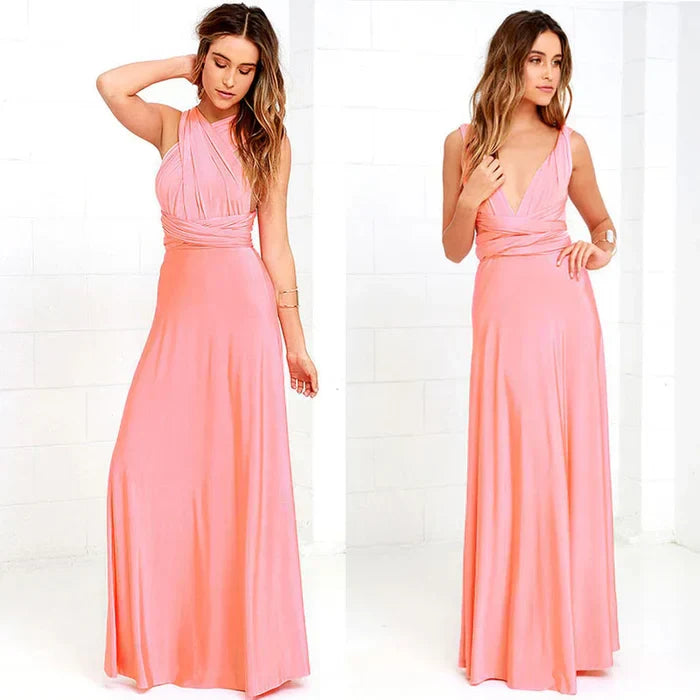 Versatile Elastic Wrap Dress - Denise-Pink-S-Nora Luxe
