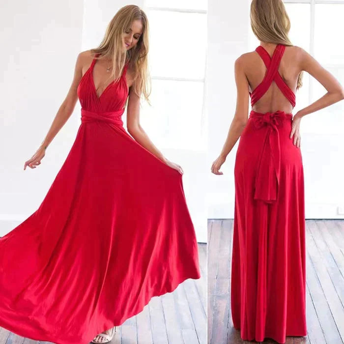 Versatile Elastic Wrap Dress - Denise-Red-S-Nora Luxe