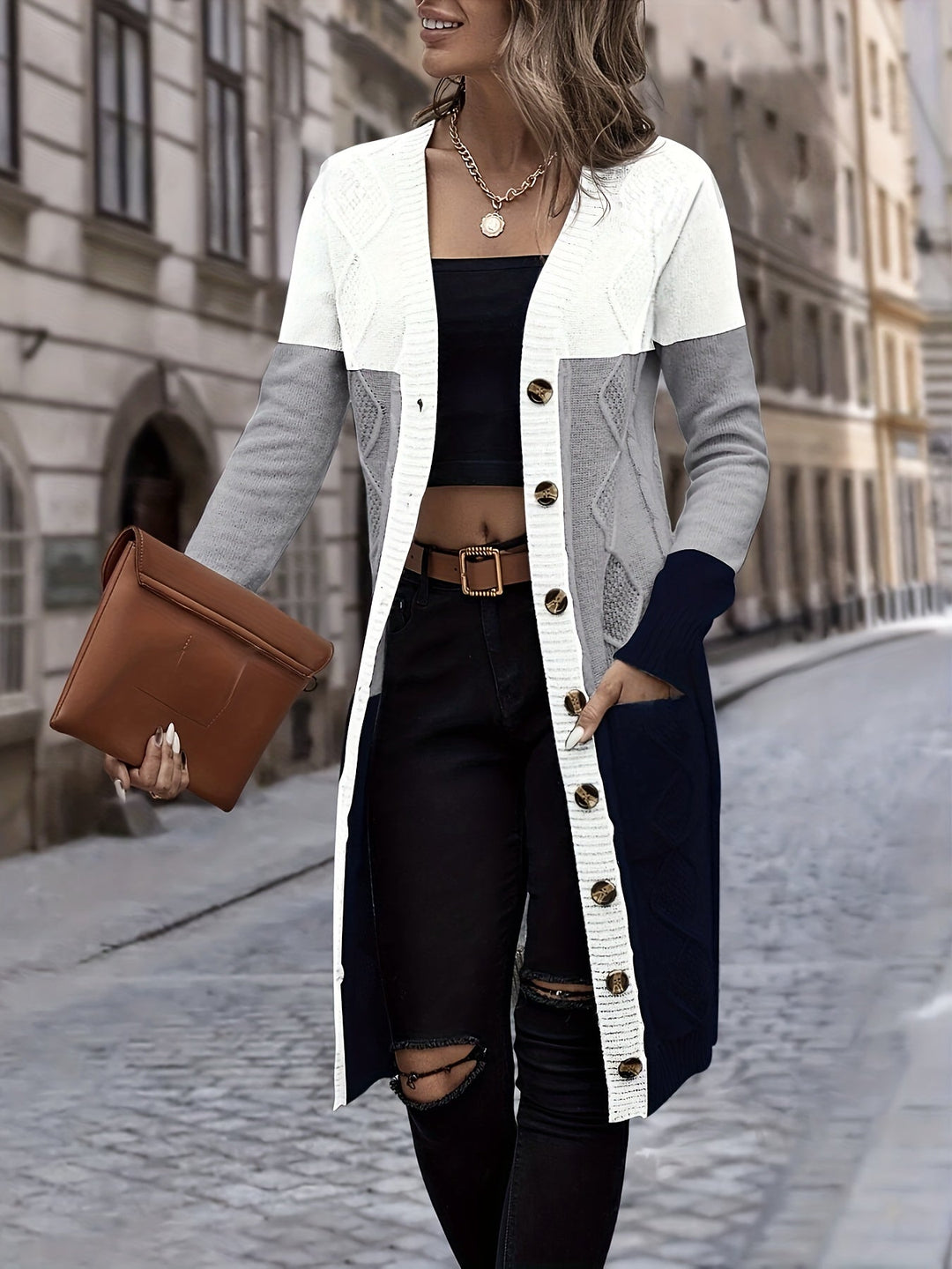 Versatile Long Sleeve Vest - Celeste-Gray-S-Nora Luxe