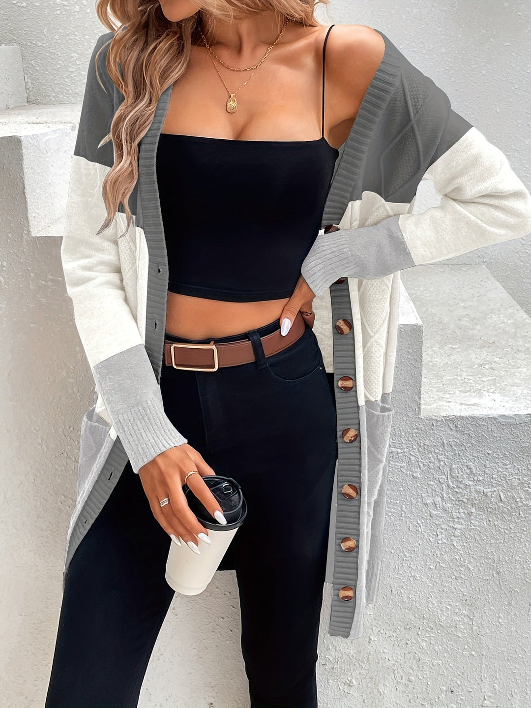 Versatile Long Sleeve Vest - Celeste-Gray-S-Nora Luxe