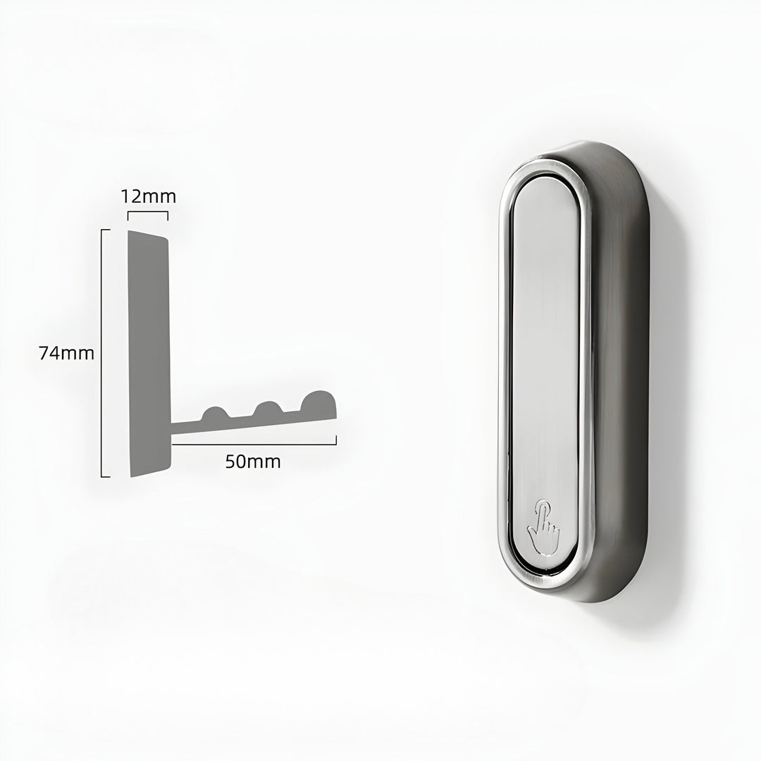 Hidden Wall Hooks dimension diagram for the gunmetal gray rounded hook.