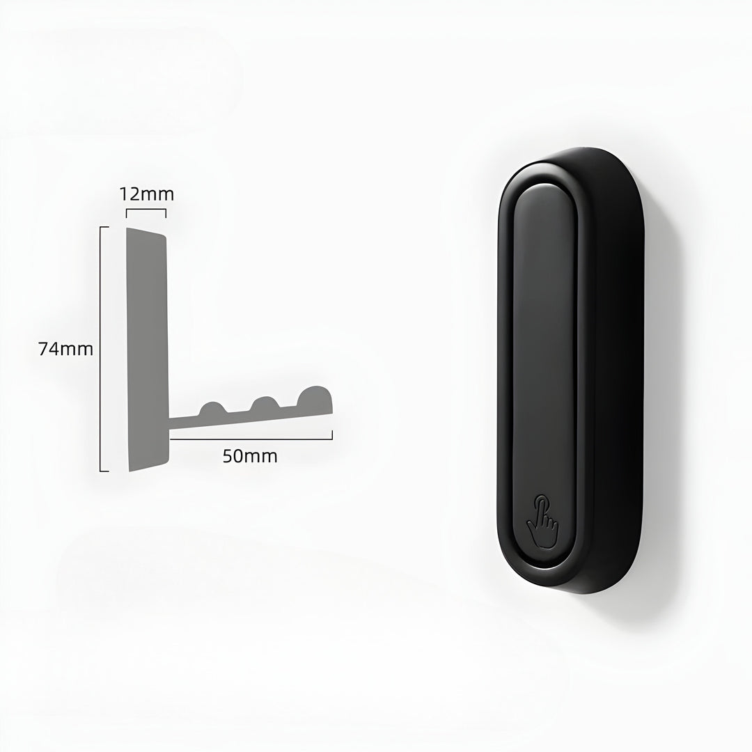 Hidden Wall Hooks dimension diagram for the matte black rounded hook.