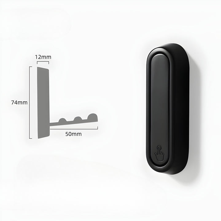Hidden Wall Hooks dimension diagram for the matte black rounded hook.