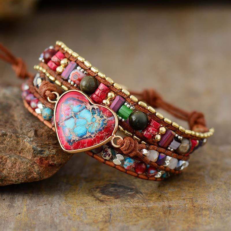 Vibrant Heart Jasper Wrap Bracelet - Elyra-Nora Luxe