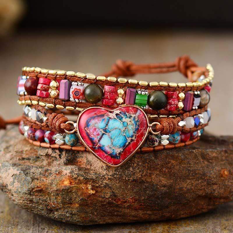 Vibrant Heart Jasper Wrap Bracelet - Elyra-Nora Luxe