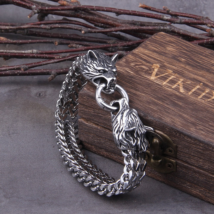Viking Wolf Charm Bracelet – Ragnar-19cm-The Livary