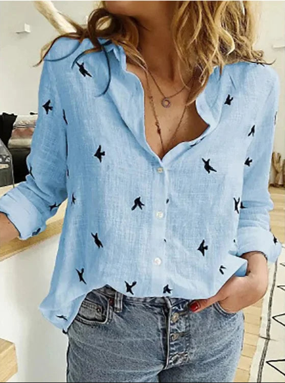 Vintage blouse made of linen mix – Clara-Blue-S-Nora Luxe
