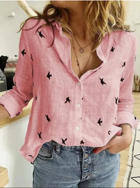 Vintage blouse made of linen mix – Clara-Pink-S-Nora Luxe