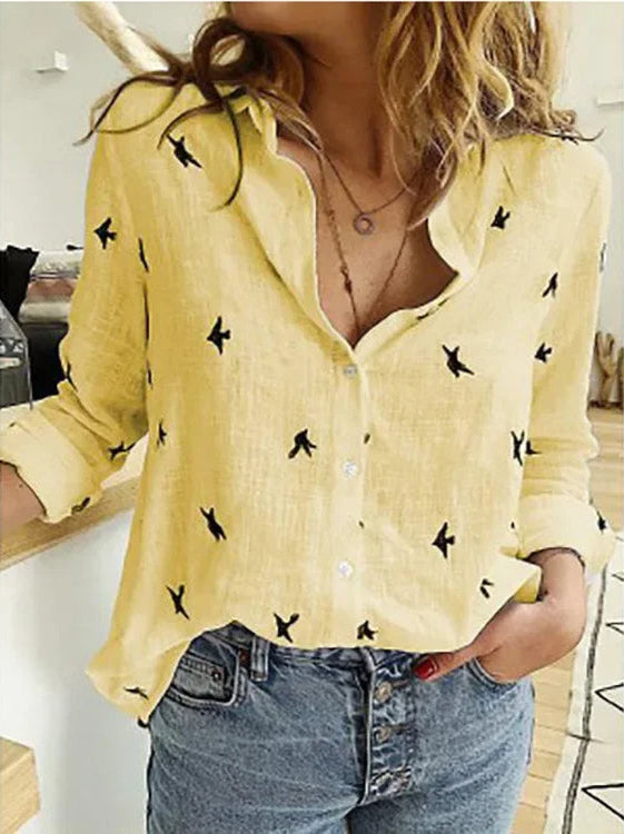 Vintage blouse made of linen mix – Clara-Yellow-S-Nora Luxe