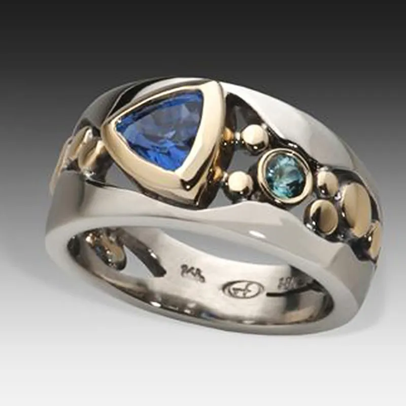 Vintage Blue Crystal Ring - Isolde-5-Nora Luxe