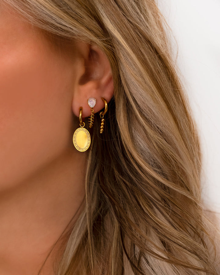 Vintage Coin Pendant Earrings-Gold-plated-Nora Luxe