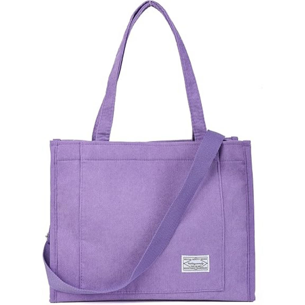 Vintage Corduroy Shoulder Bag – Alinda-Purple-Medium-Nora Luxe