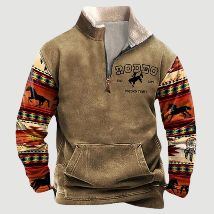 Vintage Fleece Winter Jumper with Zip for Men - Felix-Khaki Rodeo-S-Nora Luxe