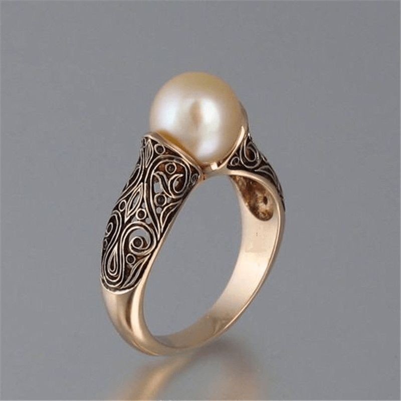 Vintage Gold Ring with Pearl - Aurelia-6-Nora Luxe