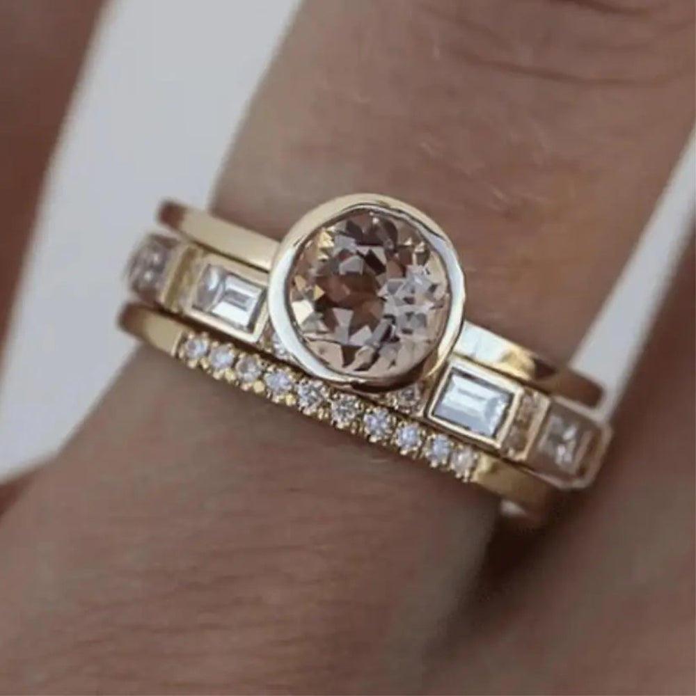 Vintage Golden Ring with Crystals - Eliana-6-Nora Luxe