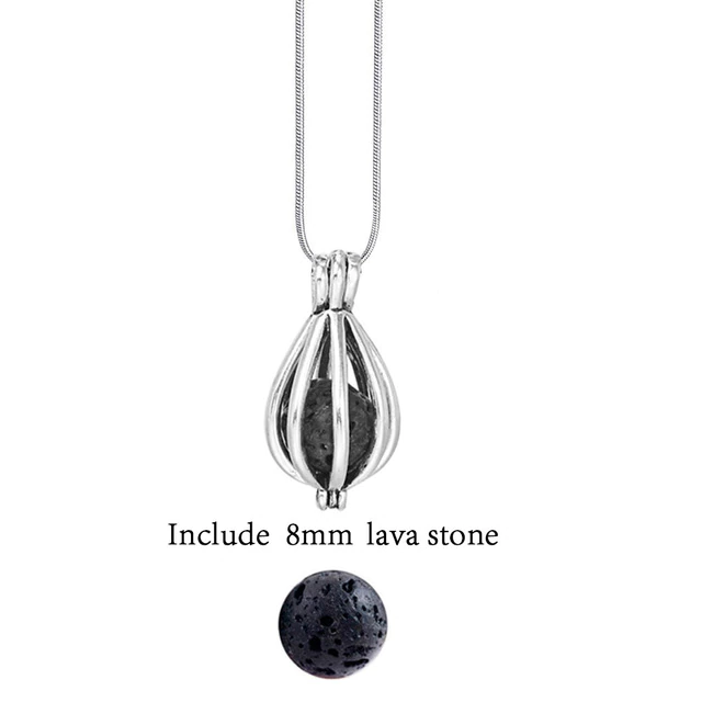 Vintage Lava Stone Ball Diffuser Necklace for Essential Oils-Drop (70 cm long)-Nora Luxe