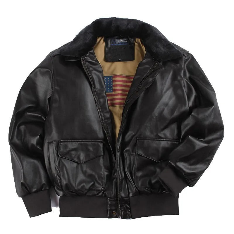 Vintage Leather Motorcycle Jacket for Winter - Maxim-Black-XS-Nora Luxe